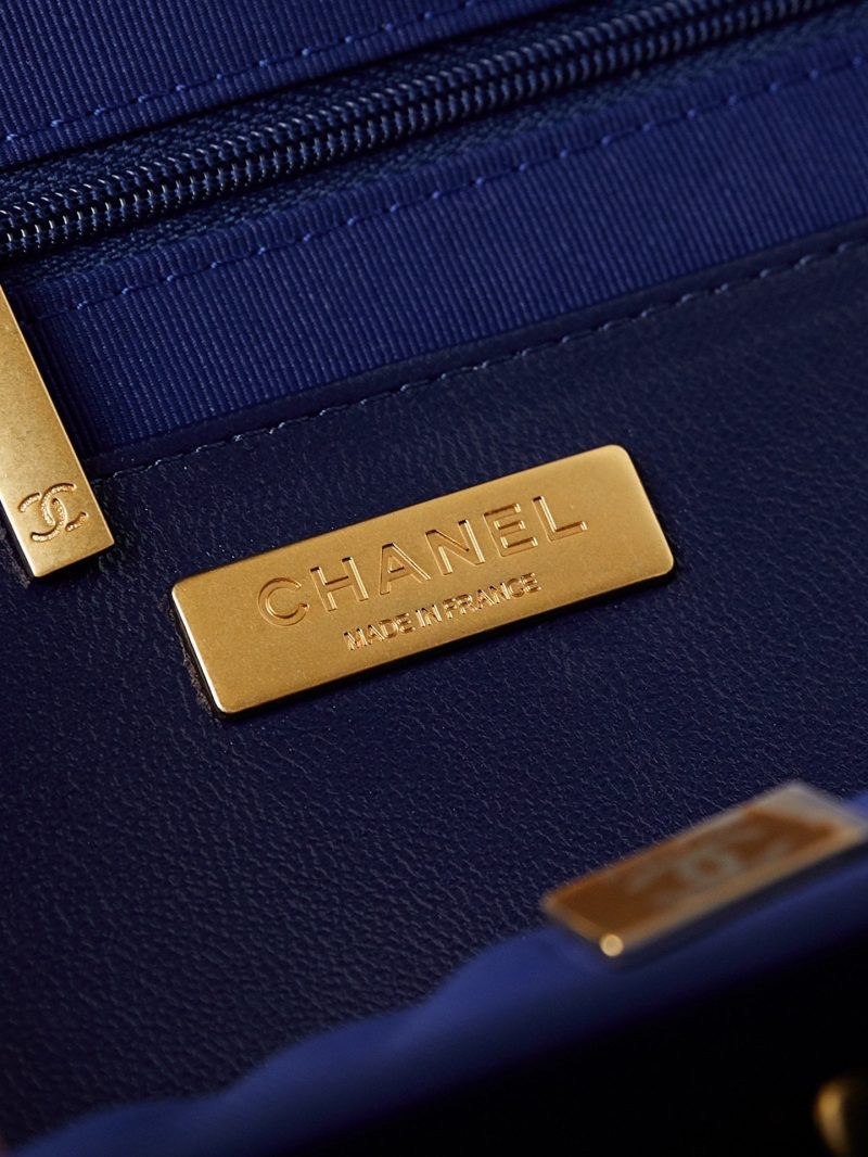 CC 24A Top Handle 23.5cm Night Blue Wax Leather Gold Hardware 238473