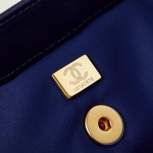 CC 24A Top Handle 23.5cm Night Blue Wax Leather Gold Hardware 238473