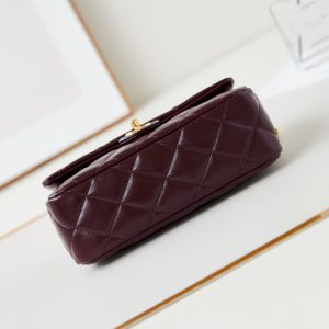 CC Flap Bag With Top Handle 25cm Wine Red Sheepskin Gold Hardware 238481