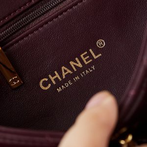 CC Flap Bag With Top Handle 25cm Wine Red Sheepskin Gold Hardware 238481