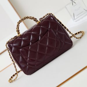 CC Flap Bag With Top Handle 25cm Wine Red Sheepskin Gold Hardware 238481
