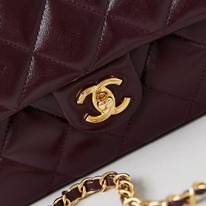 CC Flap Bag With Top Handle 25cm Wine Red Sheepskin Gold Hardware 238481