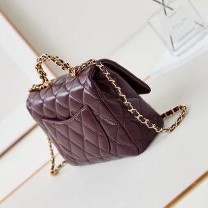 CC Flap Bag With Top Handle 25cm Wine Red Sheepskin Gold Hardware 238481