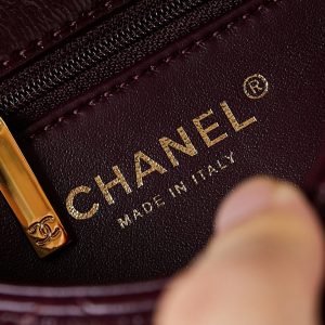 CC Flap Bag With Top Handle 19cm Wine Red Sheepskin Gold Hardware 238483