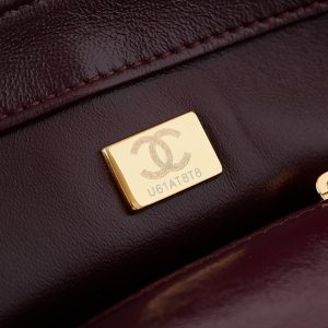 CC Flap Bag With Top Handle 19cm Wine Red Sheepskin Gold Hardware 238483