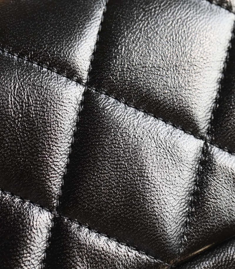 24B Mini Flap Bag With Top Handle 19cm Black Lambskin