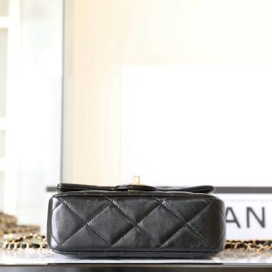 24B Mini Flap Bag With Top Handle 19cm Black Lambskin