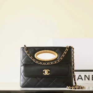 cc 24b cluth 25cm black lambskin