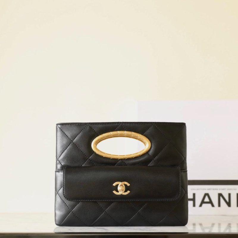 cc 24b cluth 25cm black lambskin