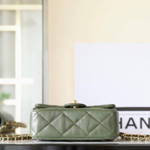 24b mini flap bag 19cm top handle green lambskin