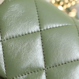 24b mini flap bag 19cm top handle green lambskin