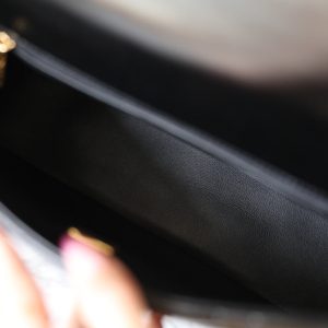 24B Small Flap Bag With Top Handle 25cm Black Lambskin