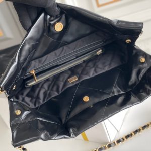 24K CC Hobo 22 Bag Black Lambskin Gold Hardware