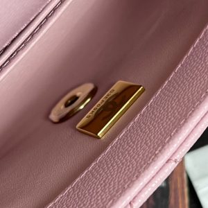 Coco Handle Flap Bag 19cm Pink Grained Calfskin Gold Hardware