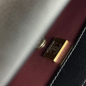 Coco Handle Flap Bag 19cm Black Grained Calfskin Gold Hardware