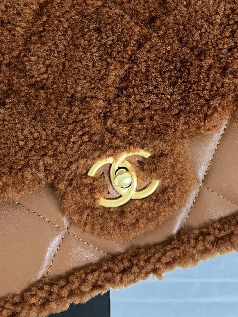 20240926_i1727341591_128_1_jpg Flap Bag Small 23cm Brown Sherling Lambskin Gold Hardware