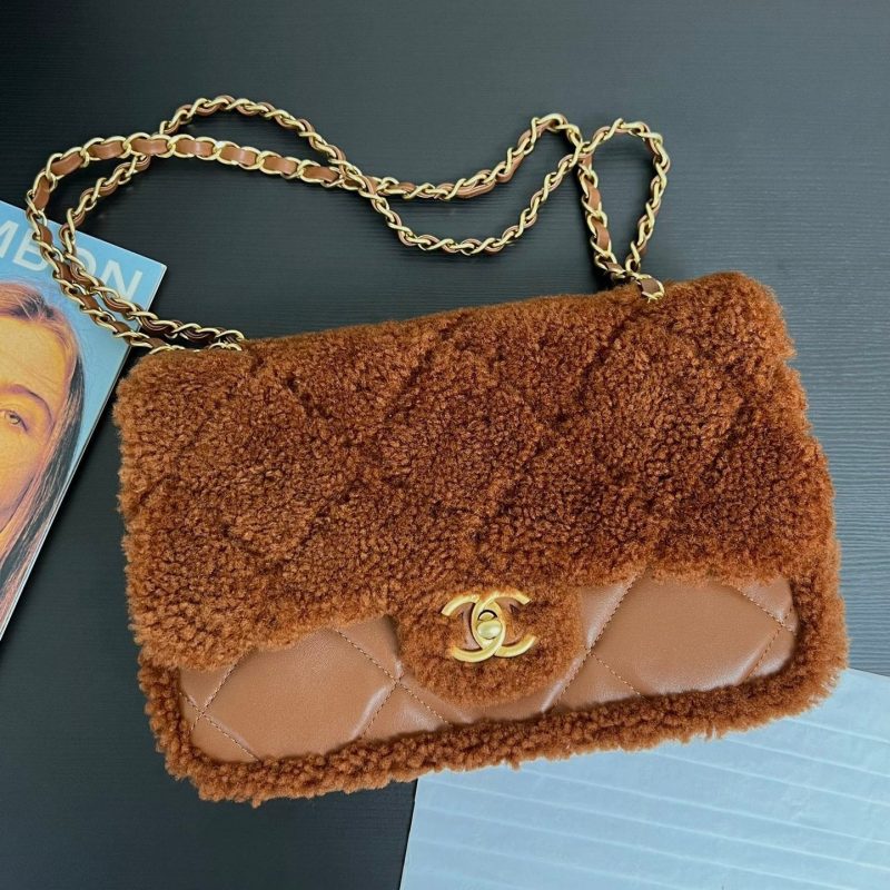 20240926_i1727341591_1897_0_jpg Flap Bag Small 23cm Brown Sherling Lambskin Gold Hardware