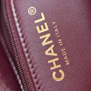 24B Mini Flap Bag With Top Handle 19cm Burgundy Lambskin