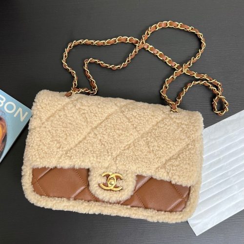 20240929_i1727599889_3953_0_jpg Flap Bag Small 23cm Beige Brown Sherling Lambskin Gold Hardware