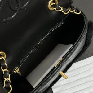 Flap Bag Mini 18cm Black Sherling Lambskin Gold Hardware