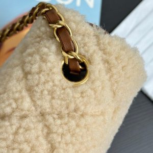 20241001_i1727793333_2594_5_jpg Flap Bag Mini 18cm Beige Brown Sherling Lambskin Gold Hardware