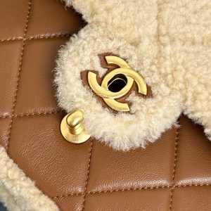 20241001_i1727793333_9960_3_jpg Flap Bag Mini 18cm Beige Brown Sherling Lambskin Gold Hardware