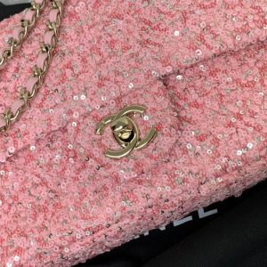 20241022_i1729532912_205_2_jpg 25C Flap Bag 20cm Pink Polka Dot Silver Sequin Calfskin