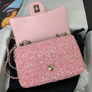 20241022_i1729532912_44_6_jpg 25C Flap Bag 20cm Pink Polka Dot Silver Sequin Calfskin