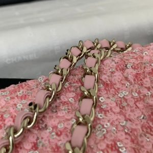 20241022_i1729532912_4878_3_jpg 25C Flap Bag 20cm Pink Polka Dot Silver Sequin Calfskin