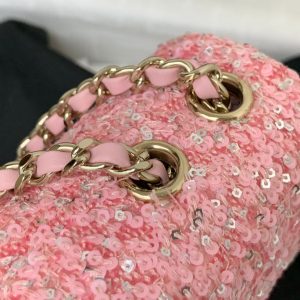 20241022_i1729532912_6125_4_jpg 25C Flap Bag 20cm Pink Polka Dot Silver Sequin Calfskin