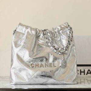 25C Hobo 22 Bag 35cm Silver Metalic Lambskin