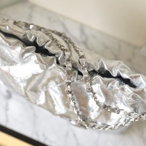 25C Hobo 22 Bag 35cm Silver Metalic Lambskin