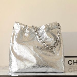 25C Hobo 22 Bag 35cm Silver Metalic Lambskin