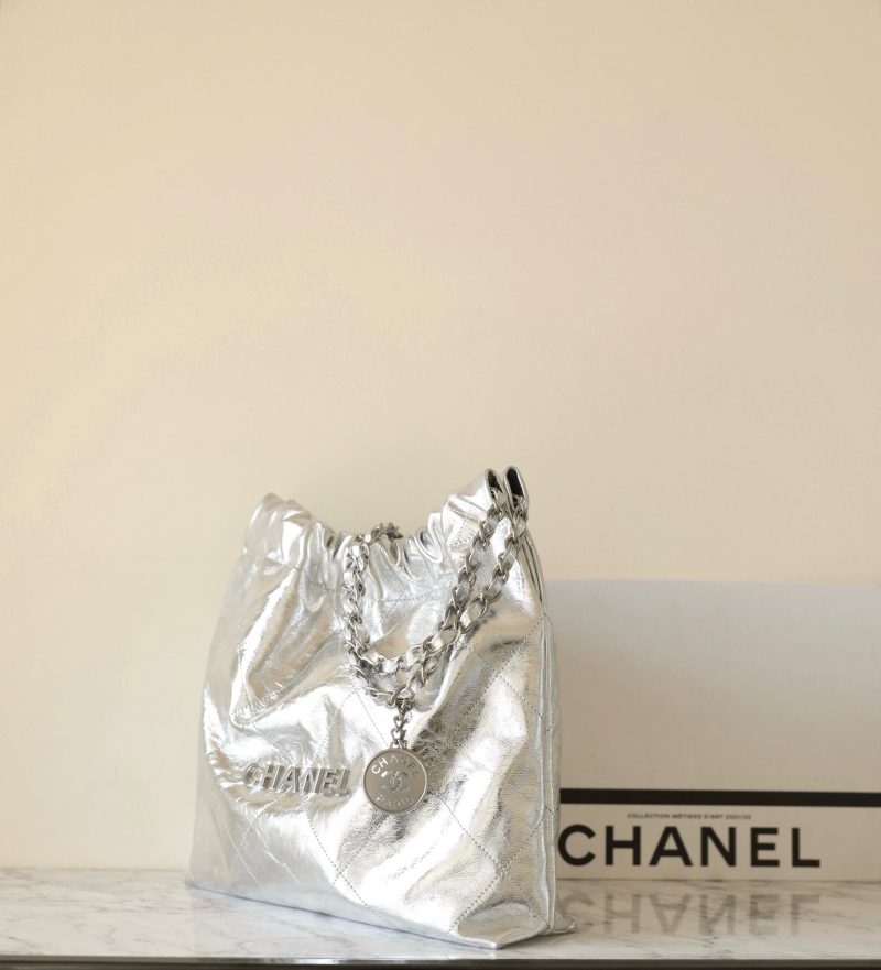 25C Hobo 22 Bag 35cm Silver Metalic Lambskin