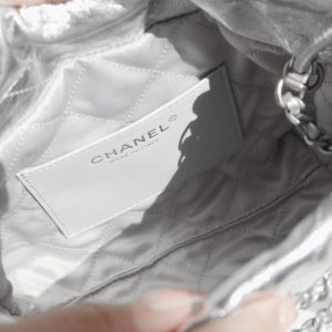 25C Hobo 22 Bag 19cm Silver Metalic Lambskin