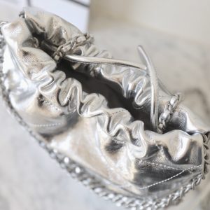 25C Hobo 22 Bag 19cm Silver Metalic Lambskin