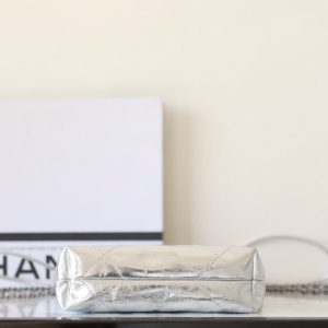 25C Hobo 22 Bag 19cm Silver Metalic Lambskin