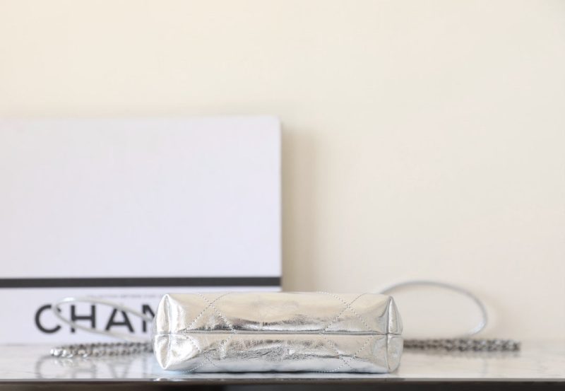 25C Hobo 22 Bag 19cm Silver Metalic Lambskin