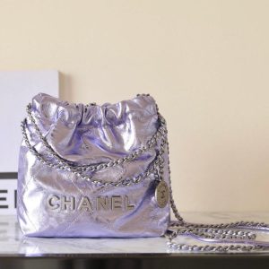 25C Hobo 22 Bag 19cm Violet Metalic Lambskin