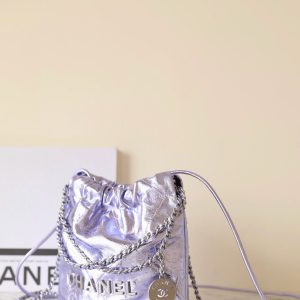 25C Hobo 22 Bag 19cm Violet Metalic Lambskin