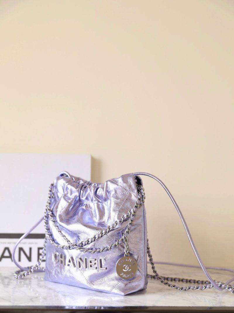 25C Hobo 22 Bag 19cm Violet Metalic Lambskin