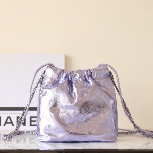 25C Hobo 22 Bag 19cm Violet Metalic Lambskin