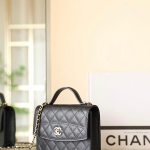 CC 25C Top Handle 18cm Black Grained Calfskin