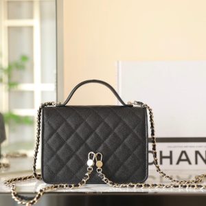 CC 25C Top Handle 18cm Black Grained Calfskin