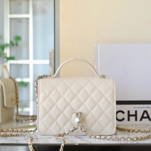 CC 25C Top Handle 18cm Cream Grained Calfskin