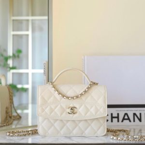 CC 25C Top Handle 18cm Cream Grained Calfskin