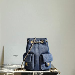 CC Drawstring Backpack 24.3cm Dark Blue Denim