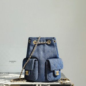 CC Drawstring Backpack 24.3cm Dark Blue Denim