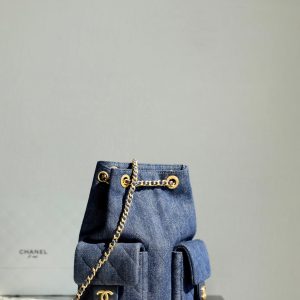 CC Drawstring Backpack 24.3cm Dark Blue Denim