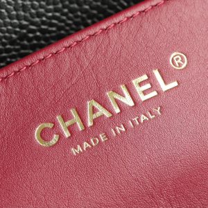 CC 24K Flap Bag 18cm Black Grained Calfskin Gold Hardware